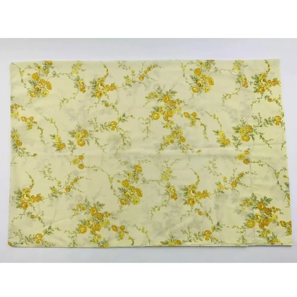Vintage Sears Roebuck Pillowcase Yellow Orange Floral Perma Prest Percale 30x20 - Picture 3 of 5